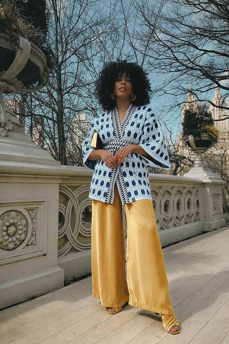 Short Blue Kimono with belt